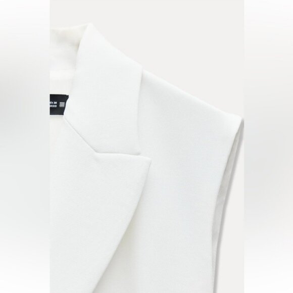 ZARA LONG BELTED DOUBLE BREASTED VEST - Picture 6 of 7